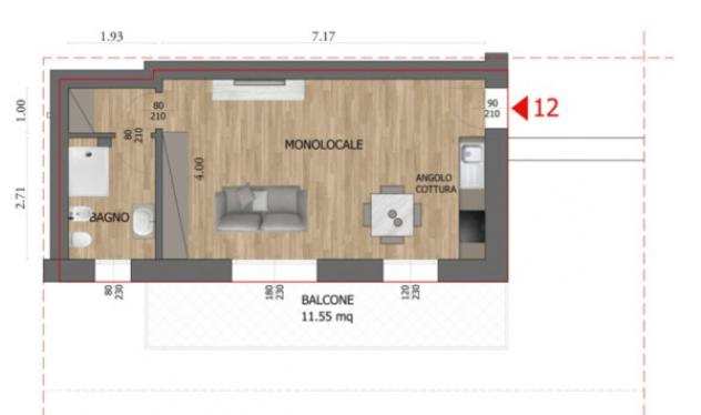 Appartamento di 62 msup2 con 2 locali e box auto in vendita a Reggio Emilia