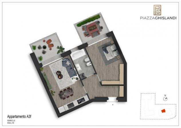 Appartamento di 72 msup2 con 2 locali in vendita a Bergamo