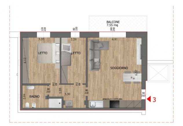 Appartamento di 91 msup2 con 3 locali in vendita a Reggio Emilia