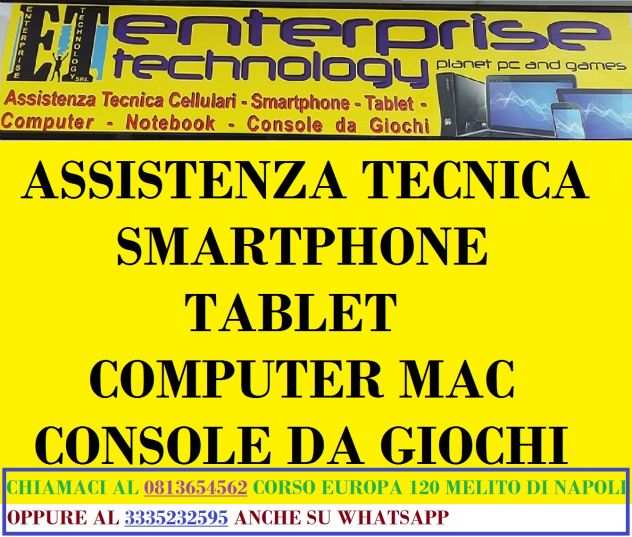 Apple, Samsung, Xiaomi, Oppo, Huawei, Mediacom Sony assistenza tecnica