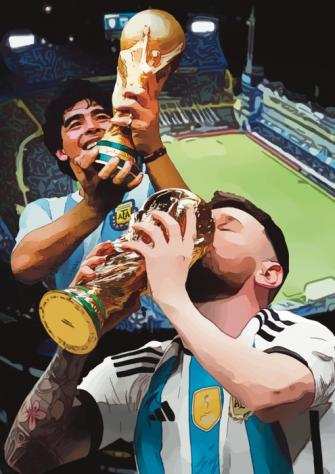 Argentina - Campionati mondiali di calcio - MARADONA amp MESSI ARGENTINA WORLD CUP Limited Edition 23 wCOA - 2023 - Artwork