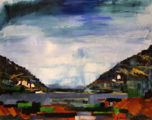 Arnaldo Miniati pittore olio su tela panorama