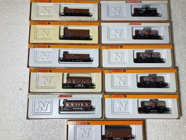 Arnold N - 4242, 4412, 4275, 4409, 4243, 4412, 4521, 4527, 4528 - Carrozza merci di modellini di treni (11) - Varii x 11 - DR (DRB), DRG