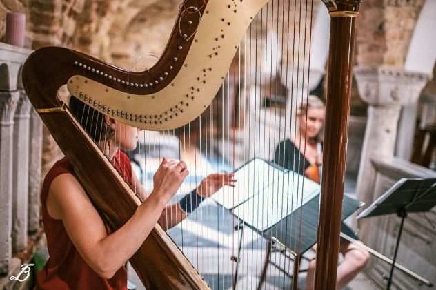 Arpa e violino per musica al matrimonio in Liguria