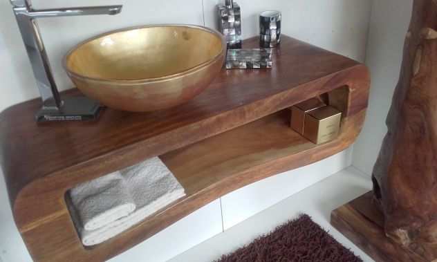 Arredo bagno cm.103 massello Suar lavabo oro o pietra