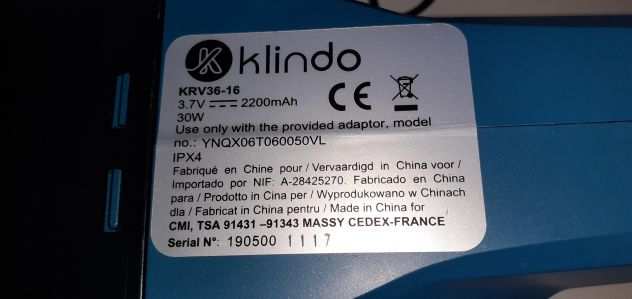Aspirabriciole, aspiratore KLINDO KRV36-16