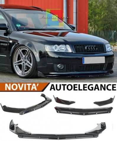 AUDI A4 B6 2000-2005 SPLITTER PARAURTI ANTERIORE NERO LUCIDO LOOK RS - 3P -