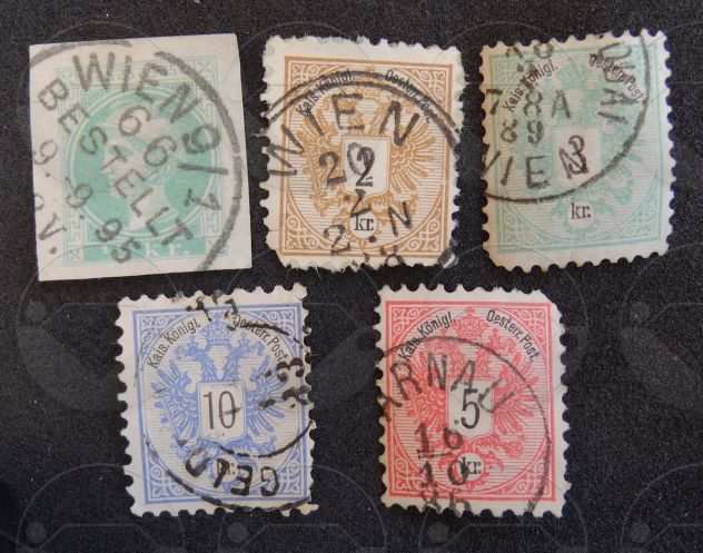 AUSTRIA 1850-1899 Lotto di 32 francobolli