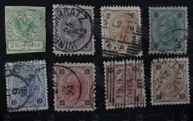 AUSTRIA 1850-1899 Lotto di 32 francobolli