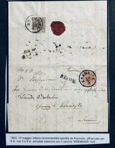 Austria - Austria 36 kreuzer 1853 Kremsier raccomandata lettera