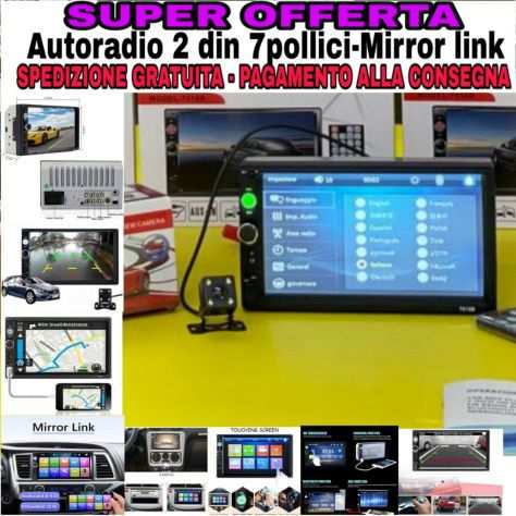 Autoradio 2 din 7quot (miror link iOS Android)retrocamera in omaggio Spedizione