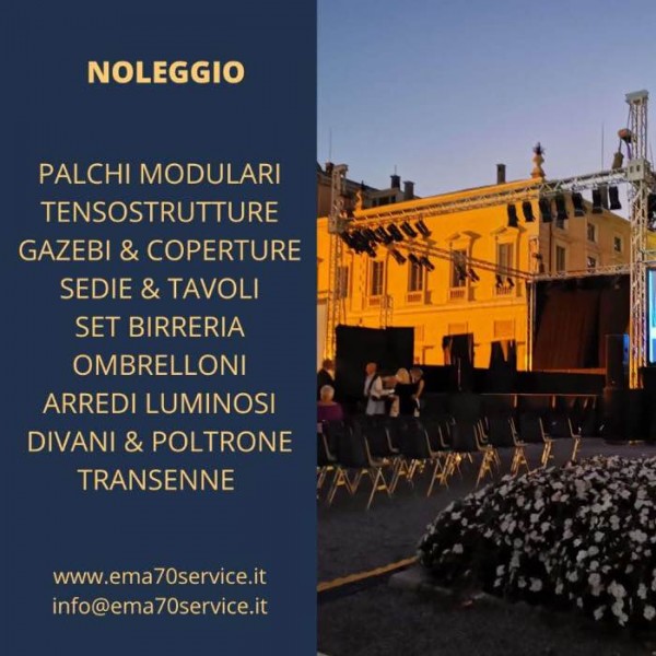 BENVENUTO IN  EMA'70 SERVICE FORNITURE E SERVIZI PER LO SPETTACOLO - PER EVENTI AZIENDALI - EVENTI PRIVATI - EVENTI PUBBLICI – MEETING CONVENTION FIERE ALLESTIMENTI – SFILATE DI MODA 