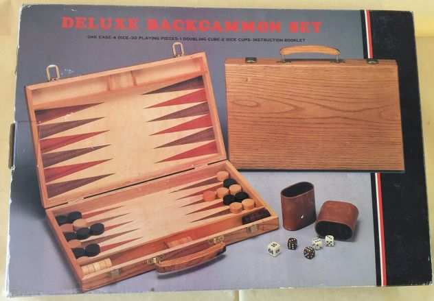 Backgammon deluxe in legno con valigetta in legno nuovo