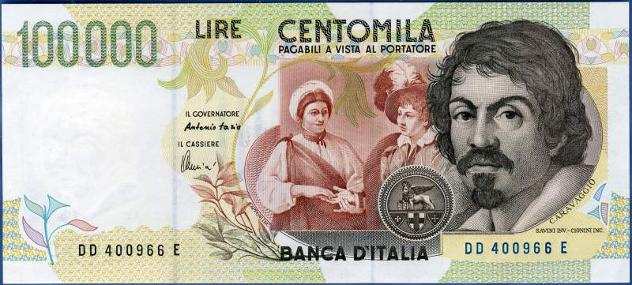 Banconota 100.000 lire Caravaggio IIampdeg serie FDS ass.