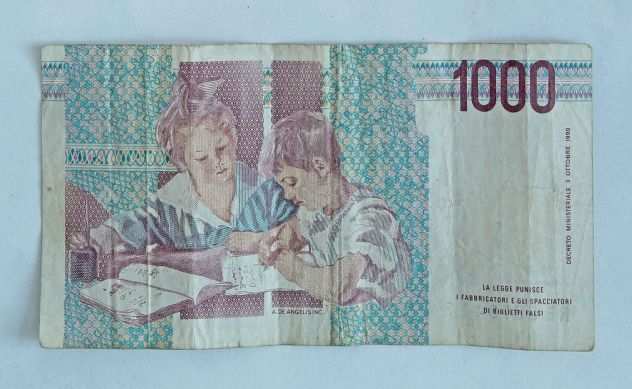 Banconota vintage 1000 LIRE MONTESSORI