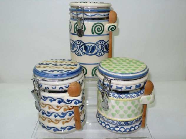 Barattoli Artigianali Ceramica dipinti a mano decoro Etnico