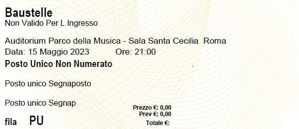 BAUSTELLE - Biglietto concerto Auditorium 1505 Roma