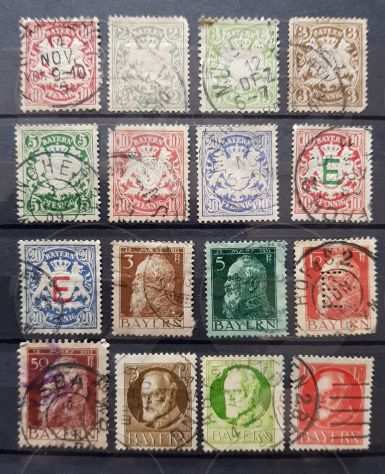 BAVIERA 1881-1920 Lotto di 91 francobolli