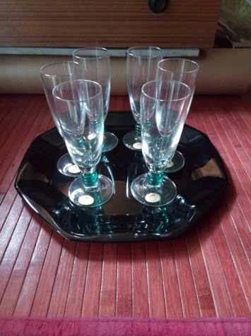 bicchieri calice cristallo gambo verde