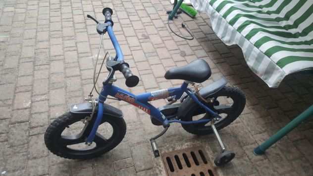 Bicicletta bambino blu ruote 16 con rotelle di sostegno