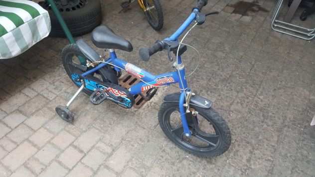 Bicicletta bambino blu ruote 16 con rotelle di sostegno