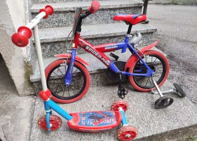 Bicicletta da bambino e monopattino Spiderman
