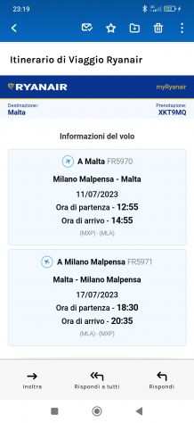 Biglietti aerei Milano Malta ar 11-17 luglio 2 adulti  1 bambino 4 anni