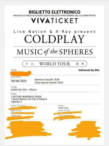 Biglietti Coldplay 2906 Milano
