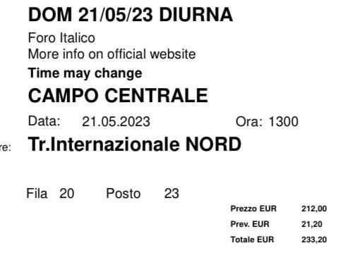 Biglietti Finale Tennis 2023 Roma