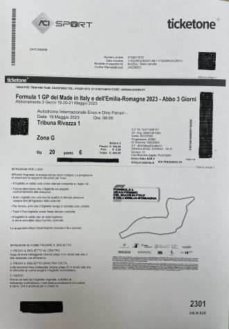 Biglietti Imola 2023