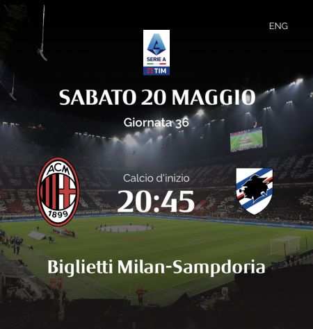 Biglietti Milan - Sampdoria secondo anello arancio. Sabato 20 maggio 2023