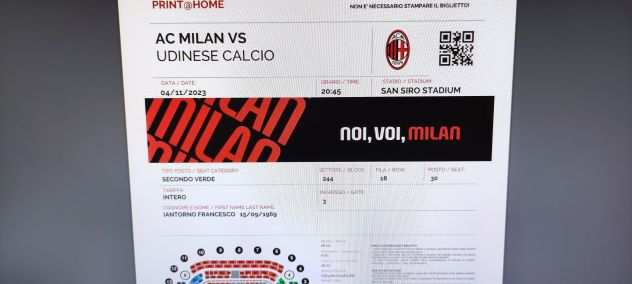 Biglietti MILAN - UDINESE 4 NOVEMBRE 2023