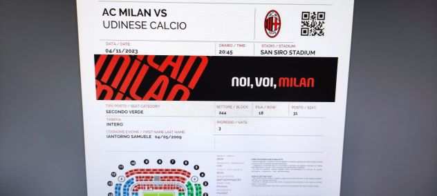 Biglietti MILAN - UDINESE 4 NOVEMBRE 2023