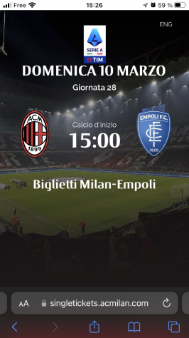 Biglietti per Milan-Empoli (secondo annello rosso centrale)