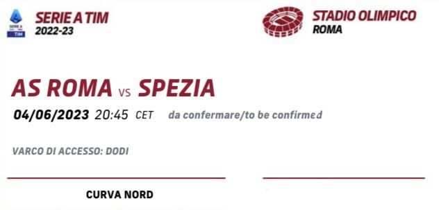 Biglietti Roma - Spezia 4623 curva NORD