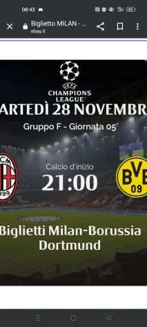Biglietti stadio Milan borussia