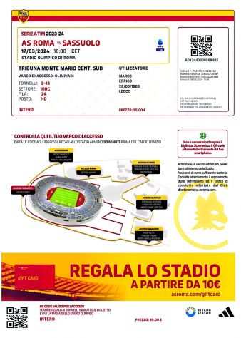 biglietti stadio roma