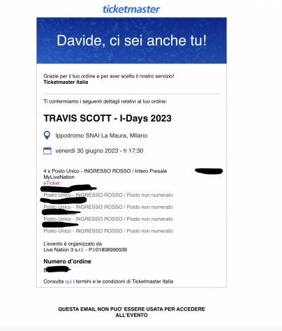 Biglietti Travis Scott x3 - Ingresso rosso - Ippodromo di Milano 300623 3 disp