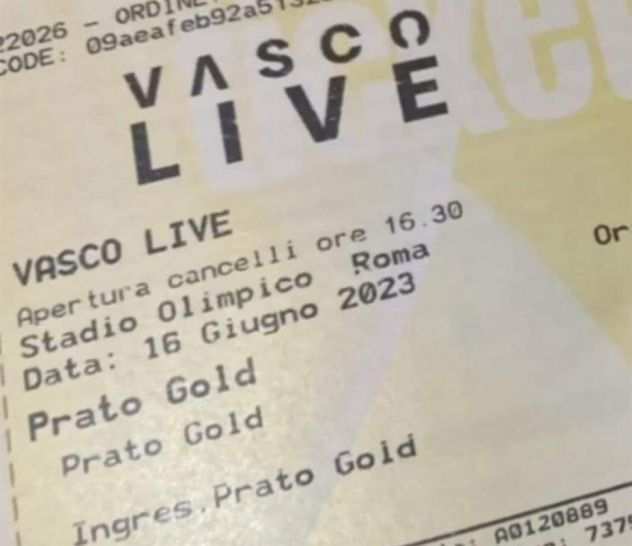 Biglietti Vasco Roma Prato gold