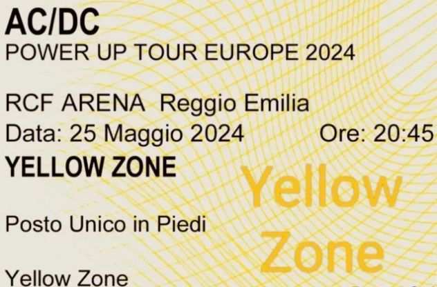 Biglietto ACDC concerto Reggio Emilia 25 maggio 2024 YELLOW ZONE