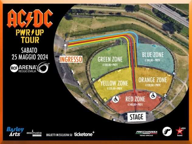 Biglietto ACDC concerto Reggio Emilia 25 maggio 2024 YELLOW ZONE