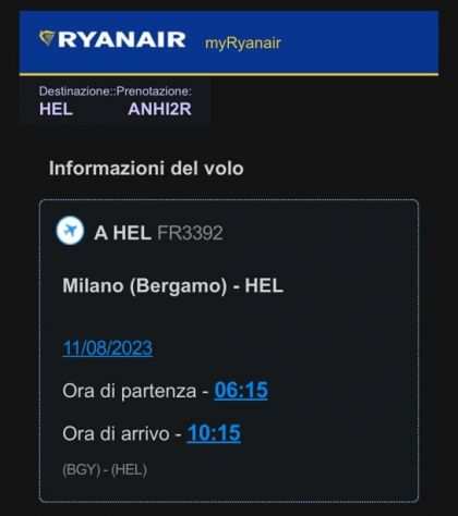 Biglietto Aereo Milano - Helsinki 1108