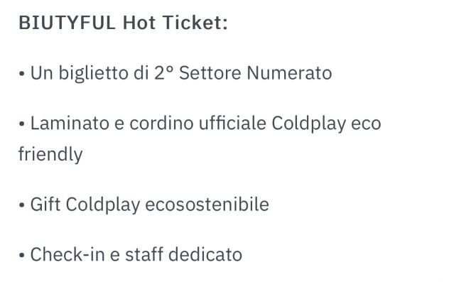 Biglietto Coldplay 29 Giugno Milano