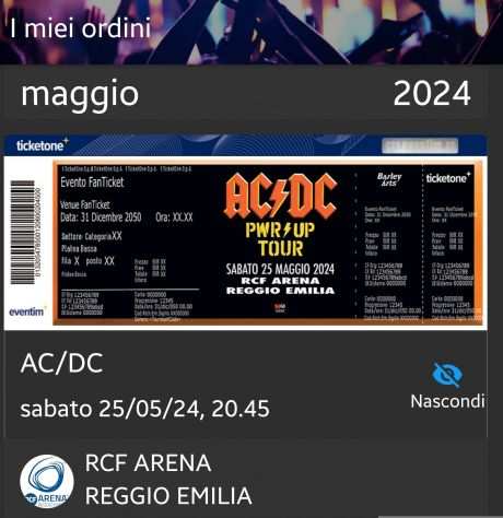 Biglietto concerto ACDC 25 maggio 2024 Red Zone Reggio Emilia