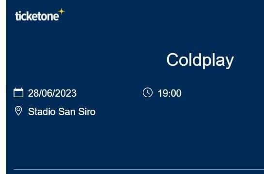 Biglietto concerto Coldplay Milano 28 giugno 2023