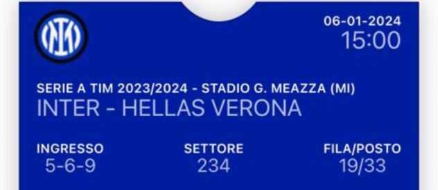 Biglietto Inter Hellas Verona 6-1-24