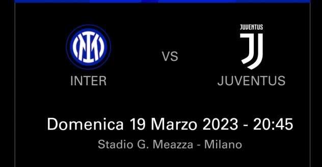Biglietto Inter Juventus del 19 Marzo