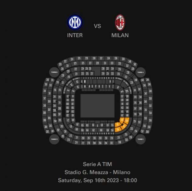 Biglietto Inter Milan 16 settembre 2023 - 1deg anello arancio