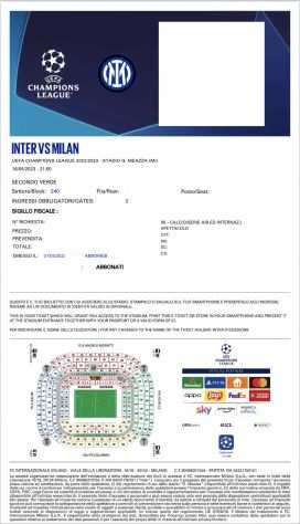 Biglietto Inter-Milan 16052023 Curva Nord