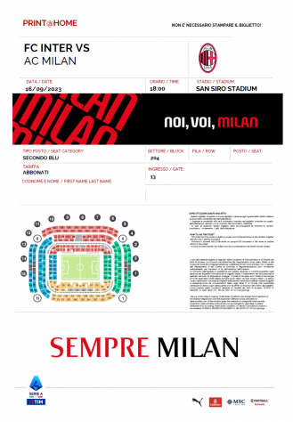 Biglietto Inter - Milan CURVA SUD 2 anello blu
